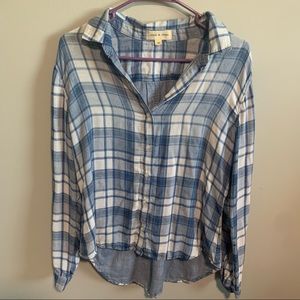 Anthropologie Cloth & Stone Blue & White Plaid Top-Md